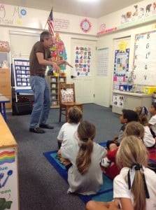 Michael Katz wows the kindergarteners and first graders.